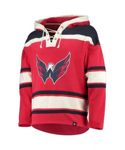 Men's Red Washington Capitals Superior Lacer Logo Pullover Hoodie $49.60 Sweatshirt