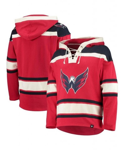 Men's Red Washington Capitals Superior Lacer Logo Pullover Hoodie $49.60 Sweatshirt