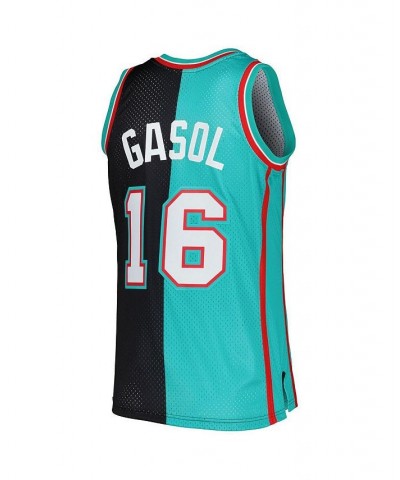 Men's Pau Gasol Black, Turquoise Memphis Grizzlies Hardwood Classics 2001-02 Split Swingman Jersey $43.50 Jersey