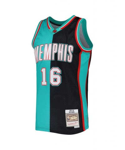 Men's Pau Gasol Black, Turquoise Memphis Grizzlies Hardwood Classics 2001-02 Split Swingman Jersey $43.50 Jersey