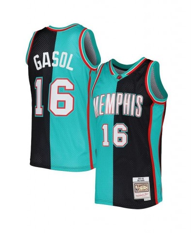 Men's Pau Gasol Black, Turquoise Memphis Grizzlies Hardwood Classics 2001-02 Split Swingman Jersey $43.50 Jersey