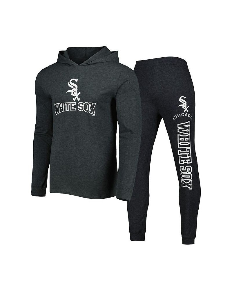 Men's Heather Black and Heather Charcoal Chicago White Sox Meter Pullover Hoodie and Joggers Set $47.69 Pajama