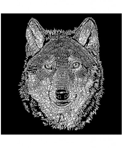 Men's Wolf Word Art Hooded Sweatshirt Black $31.19 Sweatshirt