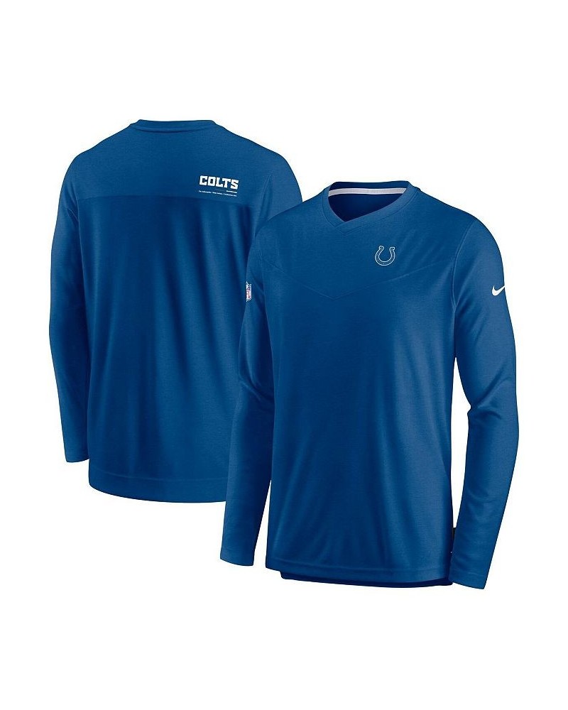 Men's Royal Indianapolis Colts 2022 Sideline Coach Chevron Lock Up Performance Long Sleeve V-Neck T-shirt $32.20 T-Shirts