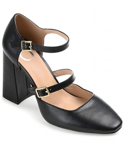 Women's Isadorah Double Strap Heels Black $50.99 Shoes