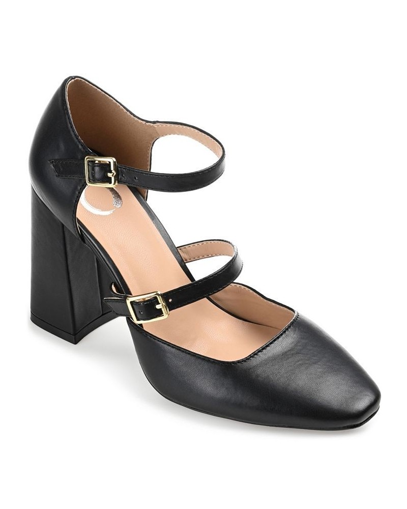 Women's Isadorah Double Strap Heels Black $50.99 Shoes