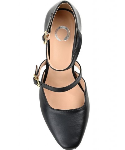 Women's Isadorah Double Strap Heels Black $50.99 Shoes