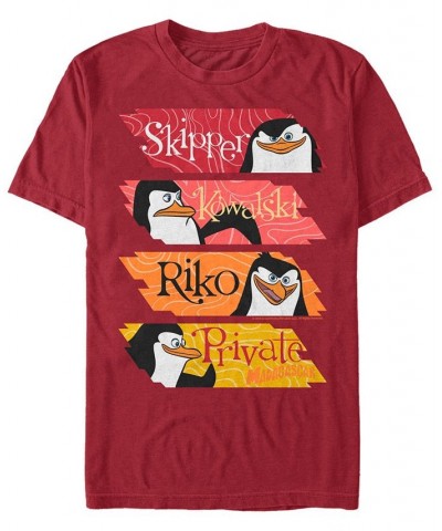 Madagascar Men's Penguin Character Stack Up Short Sleeve T-Shirt Red $14.35 T-Shirts