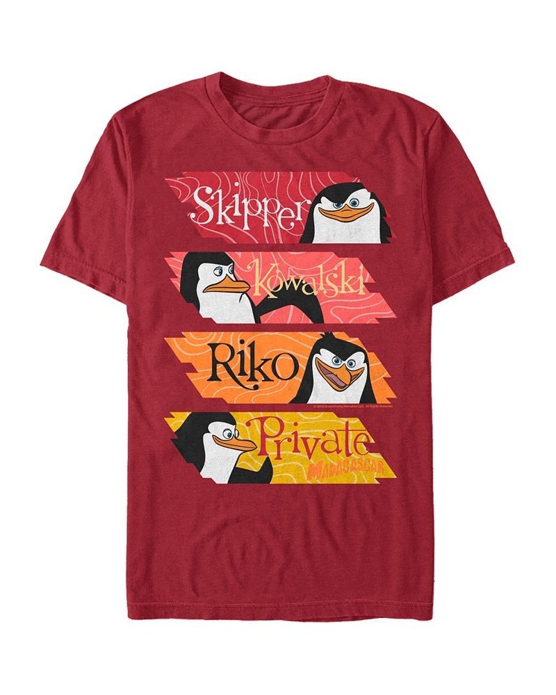 Madagascar Men's Penguin Character Stack Up Short Sleeve T-Shirt Red $14.35 T-Shirts