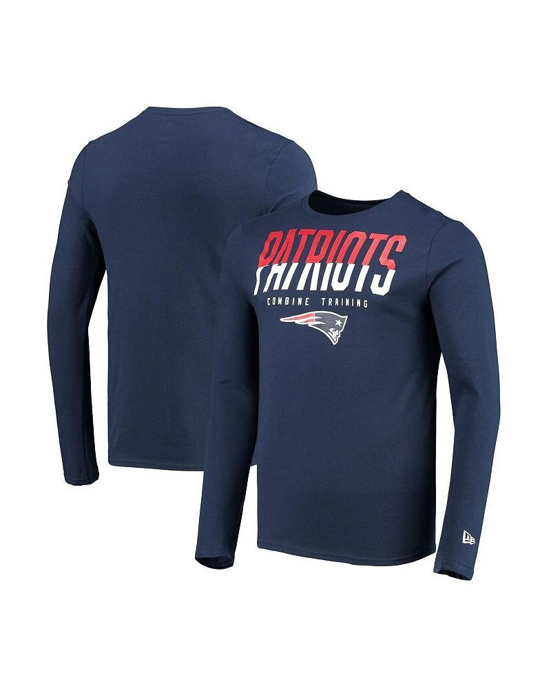 Men's Navy New England Patriots Combine Authentic Split Line Long Sleeve T-shirt $19.11 T-Shirts