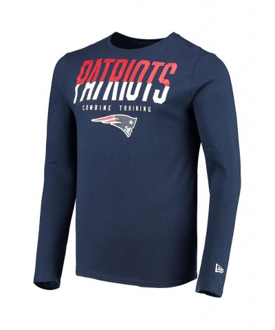 Men's Navy New England Patriots Combine Authentic Split Line Long Sleeve T-shirt $19.11 T-Shirts