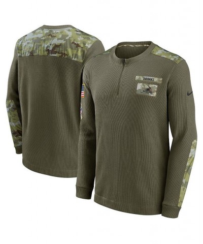 Men's Olive Cleveland Browns 2021 Salute To Service Henley Long Sleeve Thermal Top $42.34 T-Shirts
