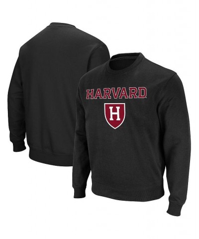 Men's Black Harvard Crimson Team Arch & Logo Tackle Twill Pullover Sweatshirt $32.39 Sweatshirt