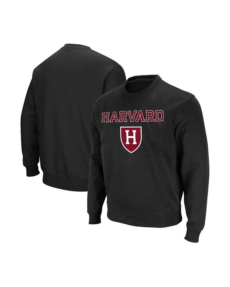 Men's Black Harvard Crimson Team Arch & Logo Tackle Twill Pullover Sweatshirt $32.39 Sweatshirt