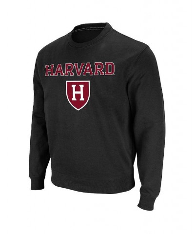 Men's Black Harvard Crimson Team Arch & Logo Tackle Twill Pullover Sweatshirt $32.39 Sweatshirt