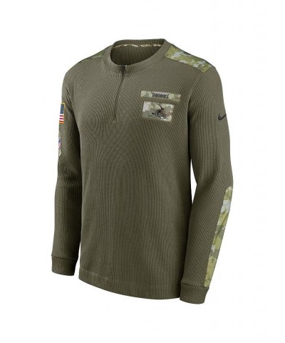 Men's Olive Cleveland Browns 2021 Salute To Service Henley Long Sleeve Thermal Top $42.34 T-Shirts
