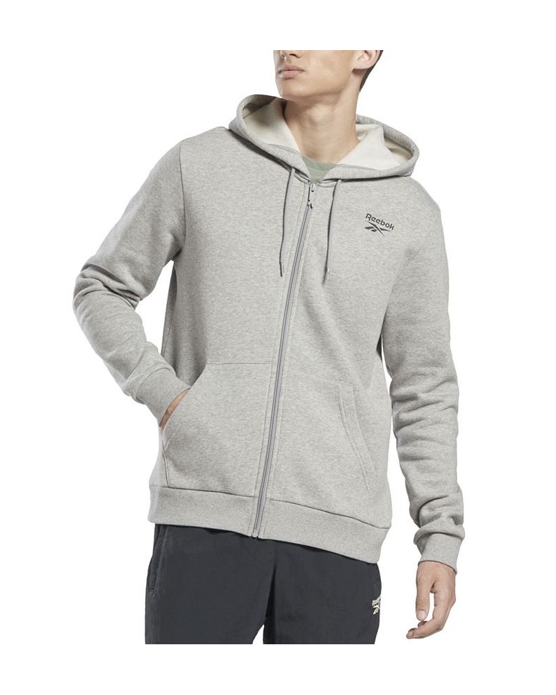 Men's Identity Fleece Chest Logo Full-Zip Hoodie Gray $28.05 Sweatshirt