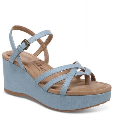 Women's Rita Gladiator Platform Wedge Sandals Blue $36.49 Shoes