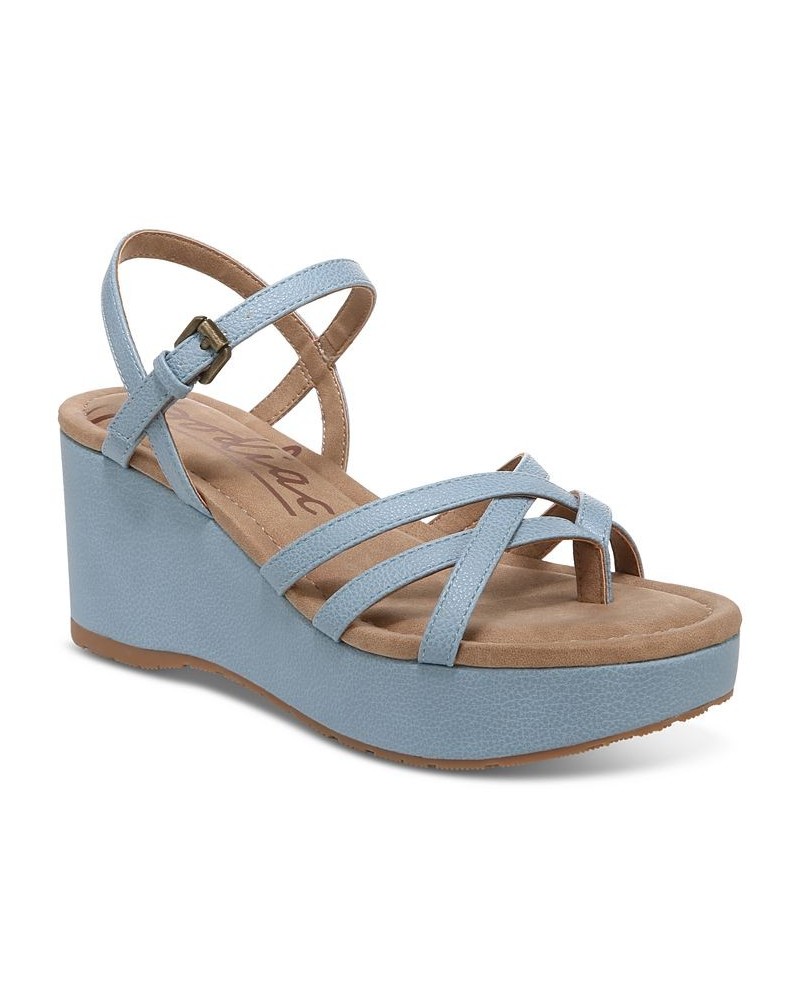 Women's Rita Gladiator Platform Wedge Sandals Blue $36.49 Shoes