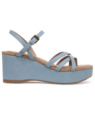 Women's Rita Gladiator Platform Wedge Sandals Blue $36.49 Shoes