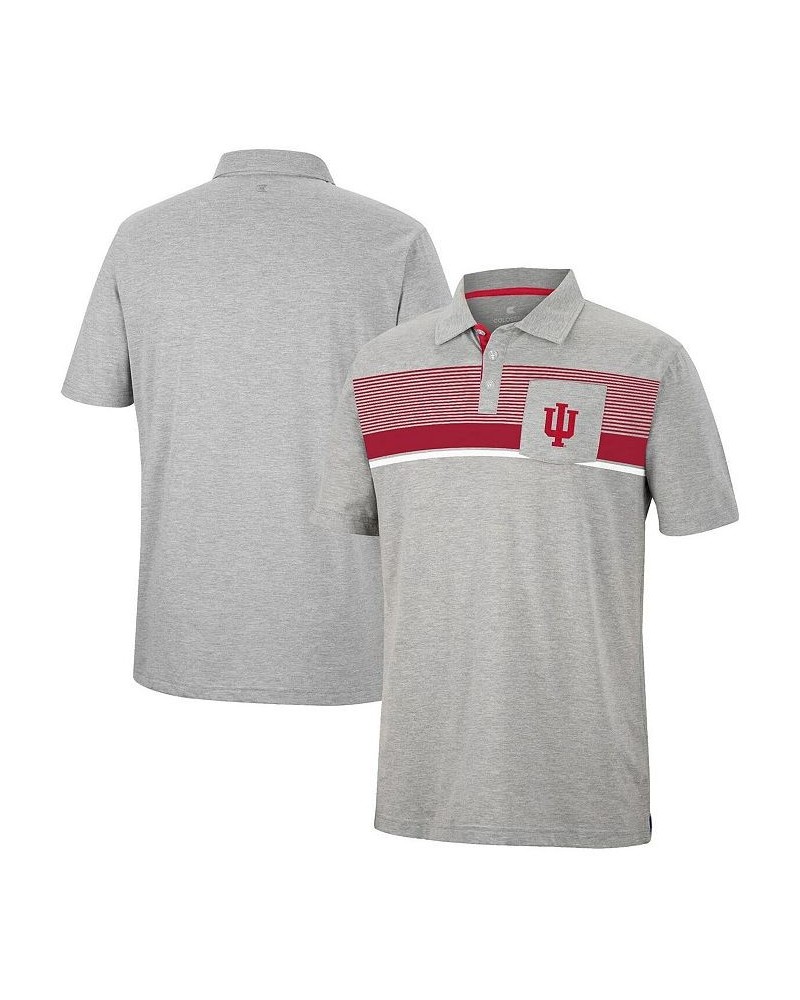 Men's Heathered Gray Indiana Hoosiers Golfer Pocket Polo Shirt $32.44 Polo Shirts
