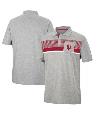 Men's Heathered Gray Indiana Hoosiers Golfer Pocket Polo Shirt $32.44 Polo Shirts