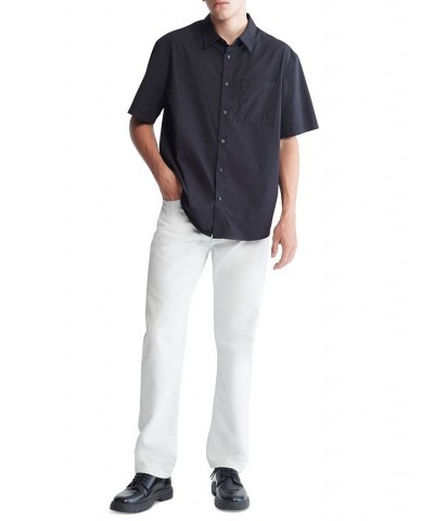 Men's Short-Sleeve Solid Pocket Button-Down Easy Shirt Black $19.29 Shirts
