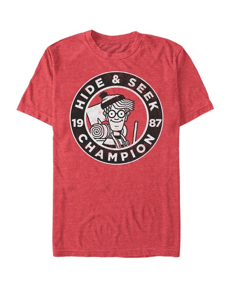 Where's Waldo? Men's Hide And Seek Champion Short Sleeve T-Shirt Red $18.19 T-Shirts