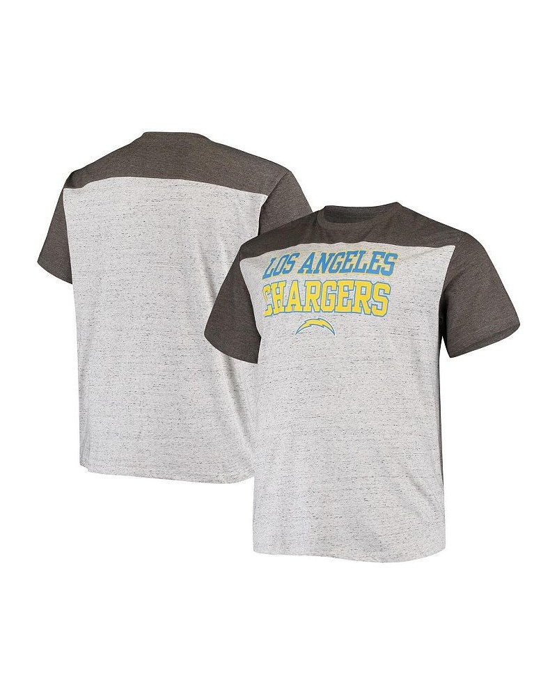 Men's Branded Heathered Charcoal Los Angeles Chargers Big and Tall Hail Mary Color Block T-shirt $25.07 T-Shirts