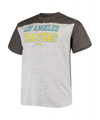 Men's Branded Heathered Charcoal Los Angeles Chargers Big and Tall Hail Mary Color Block T-shirt $25.07 T-Shirts