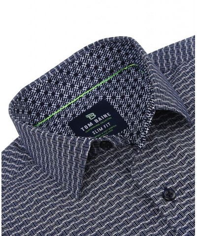 Men's Slim Fit Performance Long Sleeve Geometric Button Down Dress Shirt Black Dots $25.19 Dress Shirts