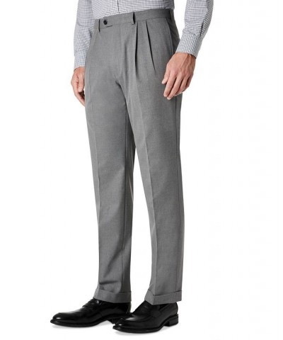 Men's Classic-Fit Solid Pleated Dress Pants Gray $23.10 Pants