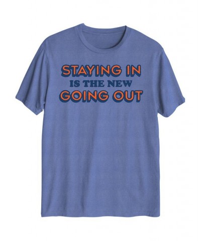 Hybrid Men's New Going Out Graphic T-Shirt Blue $14.35 T-Shirts