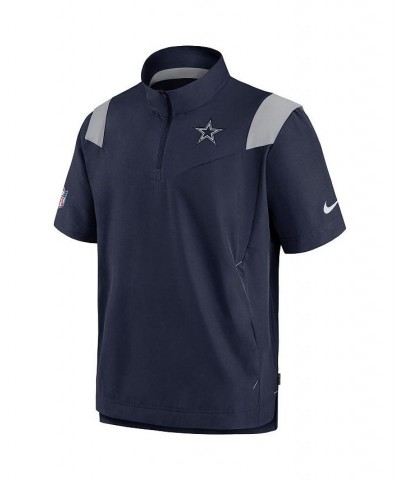 Men's Navy Dallas Cowboys Sideline Coaches Short Sleeve Quarter-Zip Jacket $38.40 Jackets