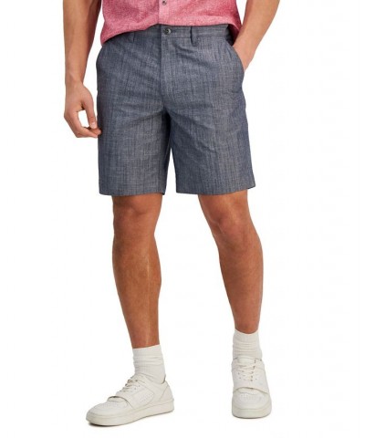 Classic-Fit Solid 8.5" Chambray Shorts Blue $18.07 Shorts