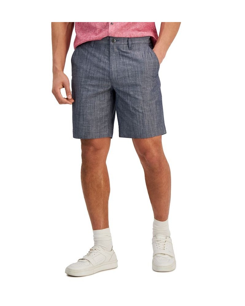 Classic-Fit Solid 8.5" Chambray Shorts Blue $18.07 Shorts