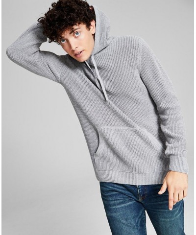 Men's Soft Knit Textured Sweater Hoodie White $17.20 Sweatshirt