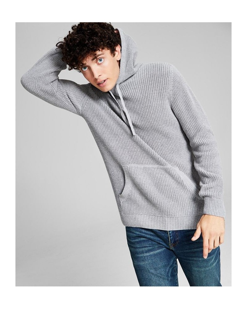Men's Soft Knit Textured Sweater Hoodie White $17.20 Sweatshirt
