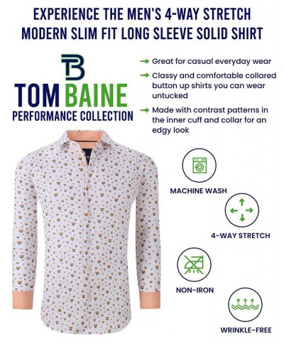 Men's Slim Fit Pride Performance Novelty Button Down Dress Shirt White $26.54 Dress Shirts