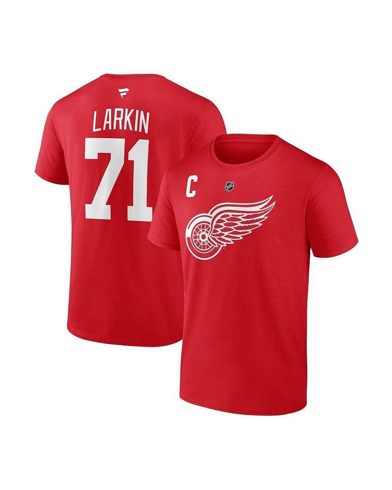 Men's Branded Dylan Larkin Red Detroit Red Wings Authentic Stack Captain Name and Number T-shirt $22.67 T-Shirts